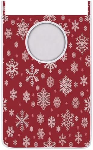 Foldable Christmas Snowflake Laundry Basket with Adhesive Hooks