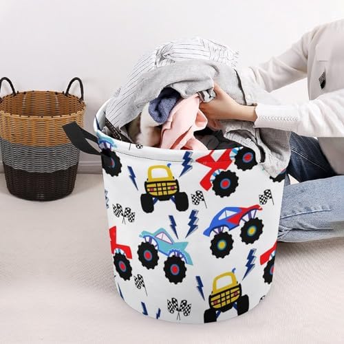 MEIKKO Monster Truck Laundry Basket with Handles