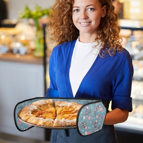 Double Oven Mitts with Heat-Resistant Loop Glove