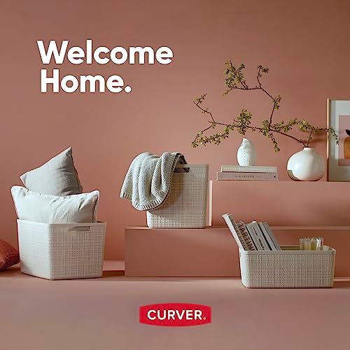 Curver Jute Decorative Plastic Cube Storage Organizer