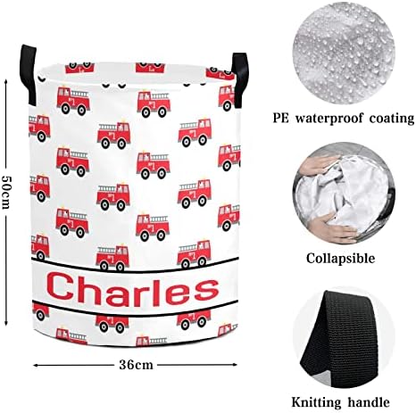Fire Truck Pattern laundry basket custom with name
