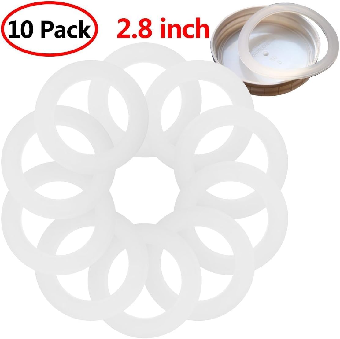 10-Piece Silicone Gasket Set for Mason Jars