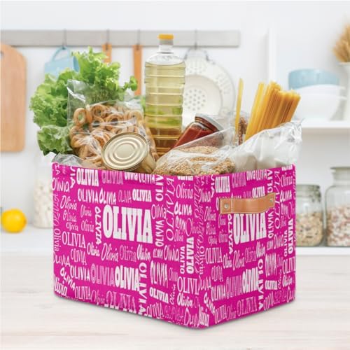 Personalized Storage Basket with Name Laundy Bin for Home Kitchen