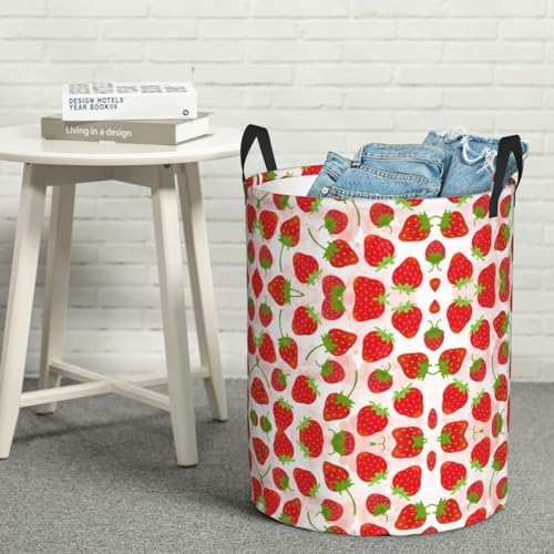 Strawberry Circular Hamper Stylish Storage Solution for Laundry
