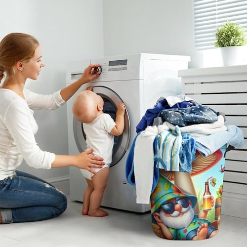 Full-Load Capacity Collapsible Laundry Hamper with Cartoon Gnome Design