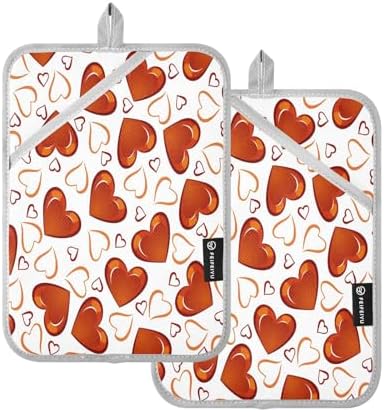 Red Hearts 2-Piece Set Thick and Durable Pot Holder Set