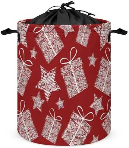 AFHYZY Christmas Laundry Hamper Large Collapsible Storage Basket with Handle - Red