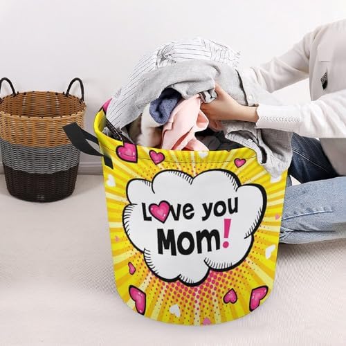 Love You Mom Collapsible Laundry Hamper Perfect for Family Storage