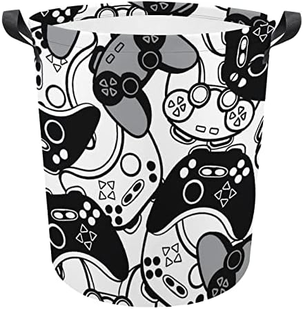 Black and White Joysticks Laundry Baskets Waterproof Durable Collapsible