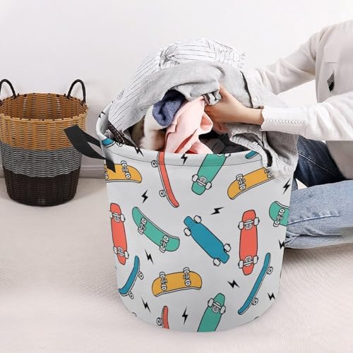 MEIKKO Hand-Drawn Skateboarding Clothes Hamper Waterproof Easy-to-Carry