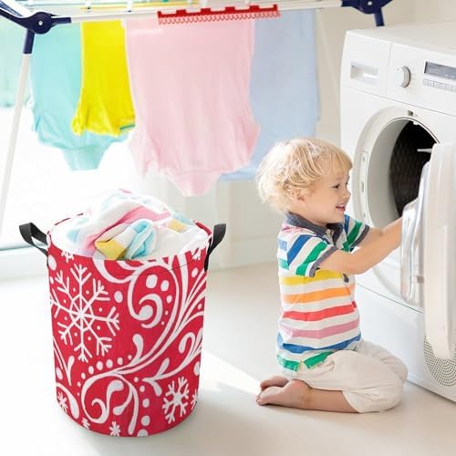 Christmas White Snowflakes Laundry Organizing Basket for Home Dorms More