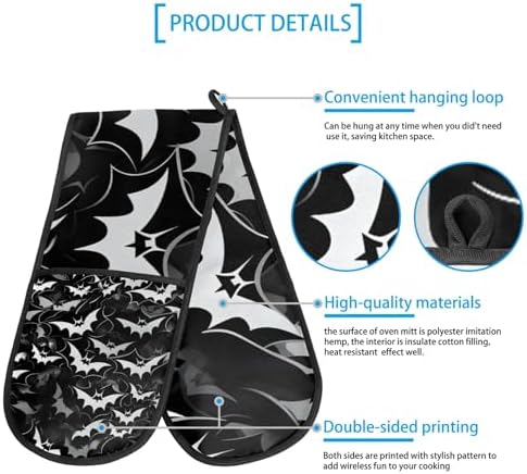 Halloween Bats Heat-Resistant Oven Mitts 354x75