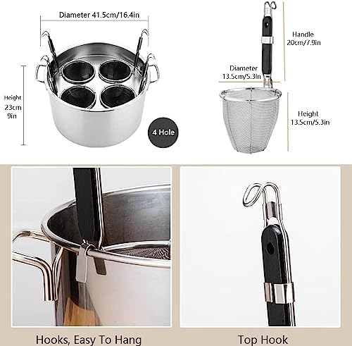 AttreX 4 Hole Pasta Cooker With Mesh Strainer Basket