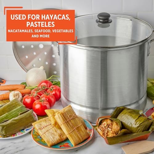 16-Quart Aluminum Steamer with Glass Lid Perfect for Food Preparation