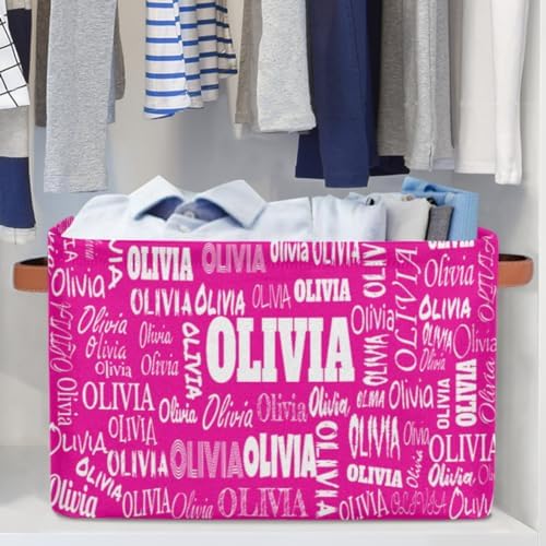 Personalized Storage Basket with Name Laundy Bin for Home Kitchen