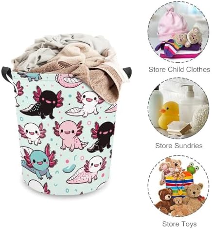Cartoon Axolotl Laundry Hamper Waterproof Fun