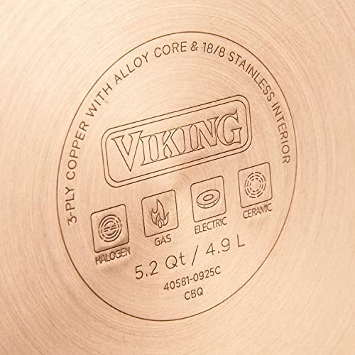 Viking 3-Ply 10-Piece Copper Cookware Set with Glass Lids