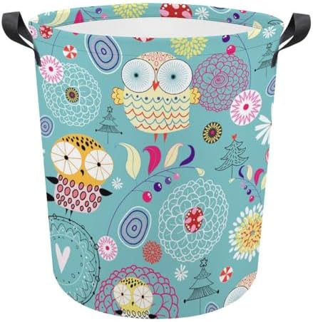 Floral Owls Folding Laundry Hamper
