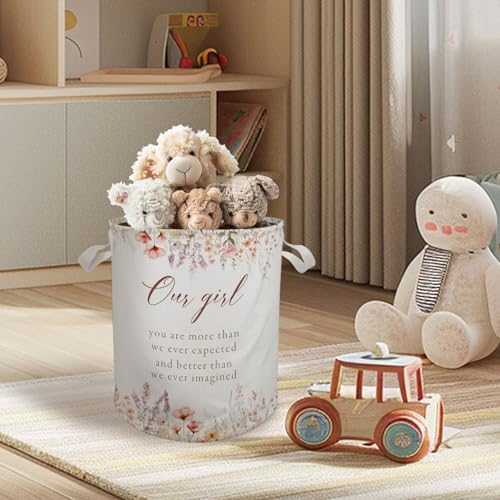 Cozy Boho Floral Baby Girl Laundry Basket