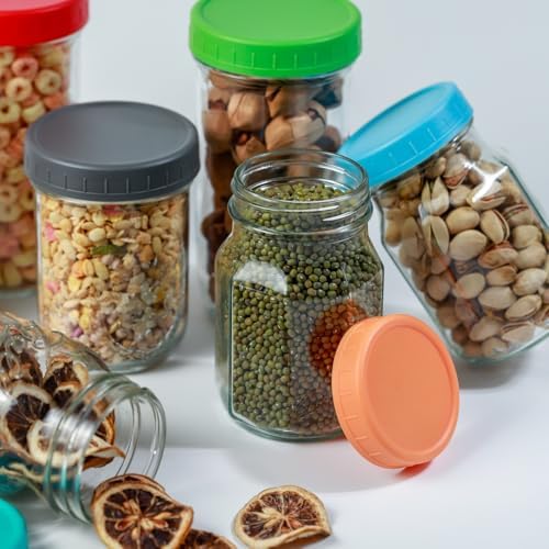 Vibrant Yellow Mason Jar Lids with Silicone Rings