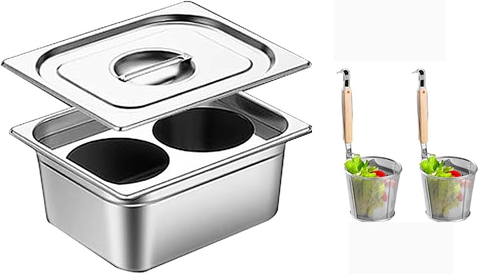 RSBFER Stainless Steel Pasta Cooker with Divider 6 Holes Stockpot