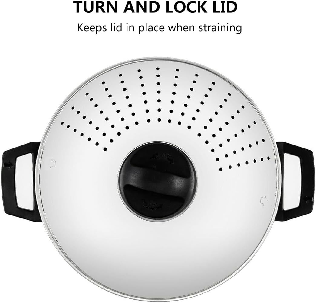 48 Quart Stainless Steel Pasta Pot with Strainer Lid and Locking Handle