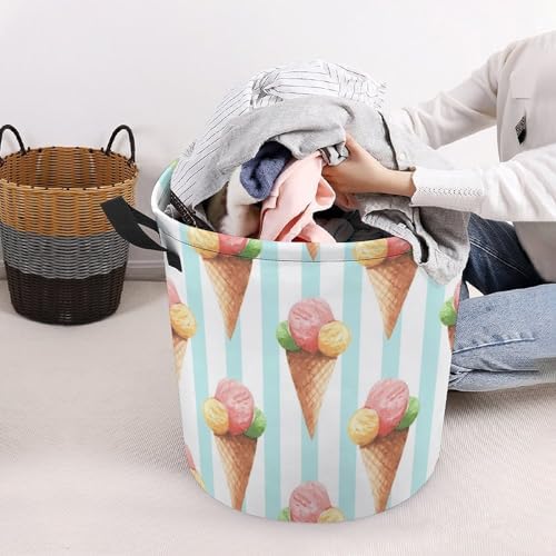 MEIKKO Cute Ice Cream Laundry Hamper - _waterproof Organizer for Dimensional-storage