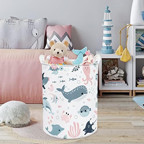 Clastyle Marine Animal Laundry Basket with Lid Perfect for Kids