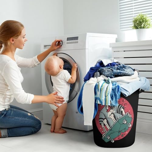 OV2925MEI skull print skateboard laundry hamper