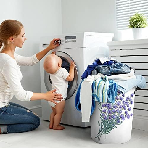 MEIKKO Watercolor Lavender Large Laundry Hamper Basket
