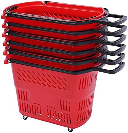 Durable 6-Piece Rolling Shopping Cart with Wheels