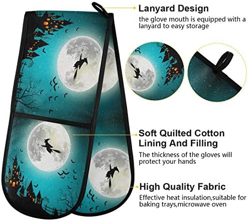 AUUXVA Long Double Oven Mitt for Baking Halloween