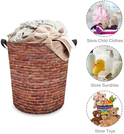 Durable Red Brick Wall Laundry Hamper Waterproof Collapsible for Dorms