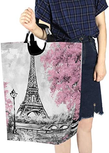 Xigua Pink Paris Tower Laundry Hamper