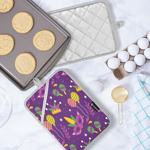 Mardi Gras Pot Holders Heat-Resistant Oven Mitts for Cooks