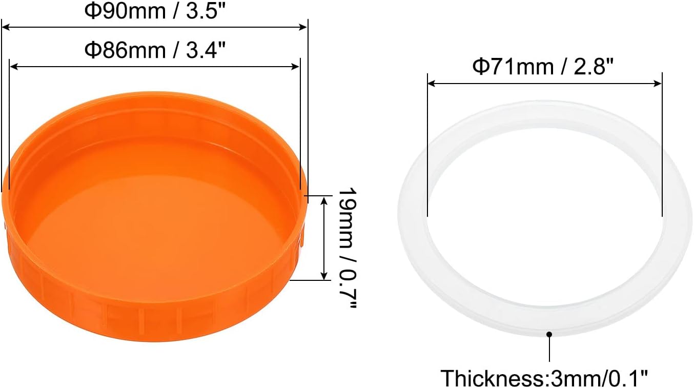 PATIKIL 86mm Wide Mouth Mason Jar Lids Set 8 Pack Orange