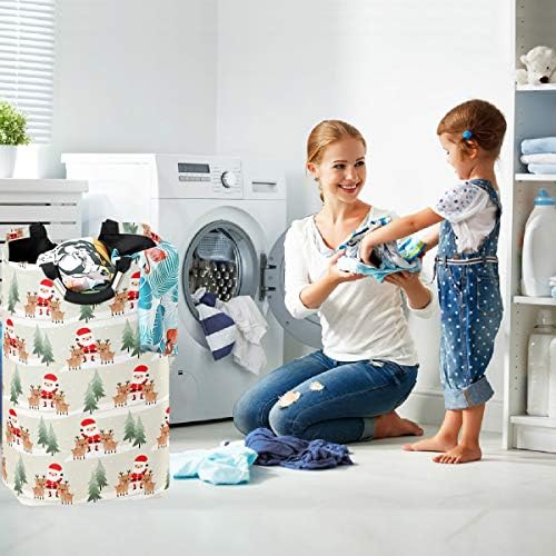 Visesunny 600D Oxford Collapsible Laundry Basket with Santa Claus Design