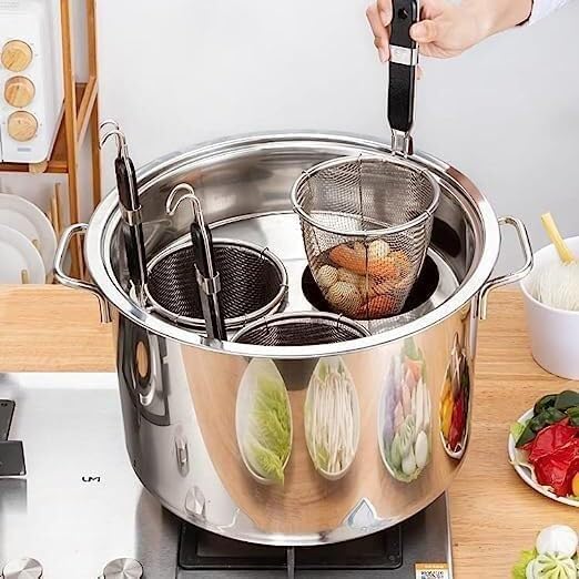 Pasta Pot Set with Strainer Basket Large Capacity 5 Holes