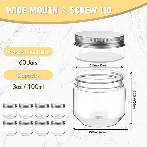 Tanlade 60-Piece Clear Plastic Mason Jars with Lids