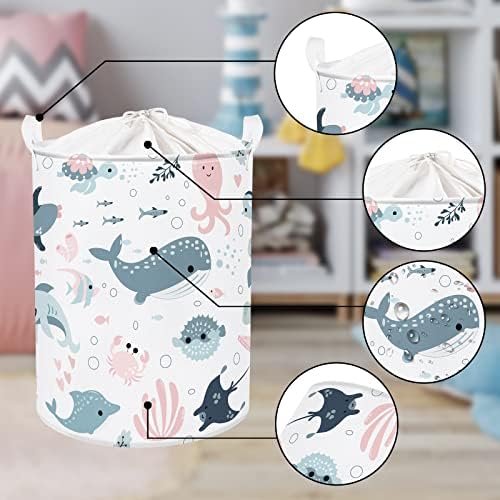 Clastyle Marine Animal Laundry Basket with Lid Perfect for Kids