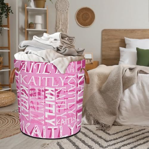 Personalized Pink Storage Tote - Waterproof Collapsible Laundry Basket