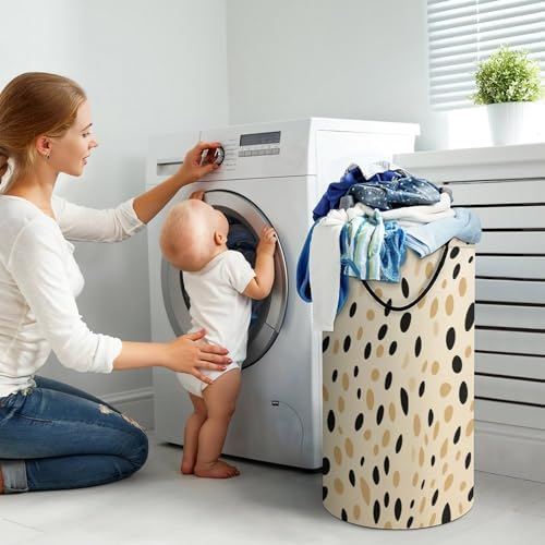 Leopard Print 87L Large Laundry Basket with Handle Foldable