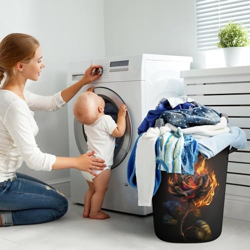 3D Rose Fire Laundry Hamper