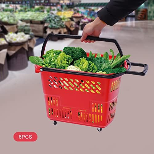 Durable 6-Piece Rolling Shopping Cart with Wheels