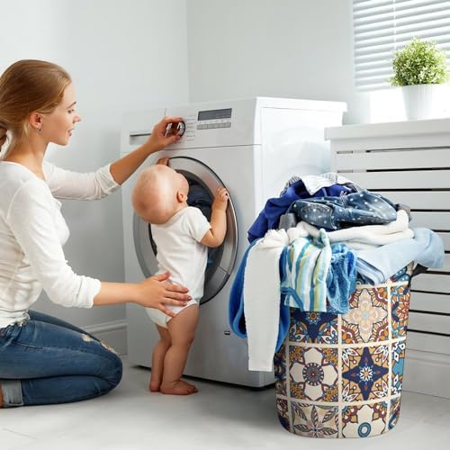 Tile Mandalas UniqueAbstract Collapsible Retro Laundry Basket