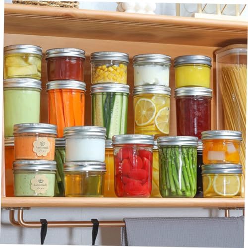 Alipis 8pcs 250ml Plastic Mason Jars with Aluminum Covers