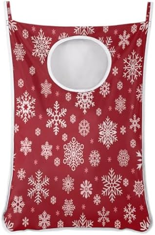 Foldable Christmas Snowflake Laundry Basket with Adhesive Hooks
