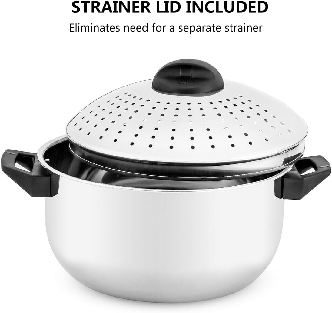 48 Quart Stainless Steel Pasta Pot with Strainer Lid and Locking Handle