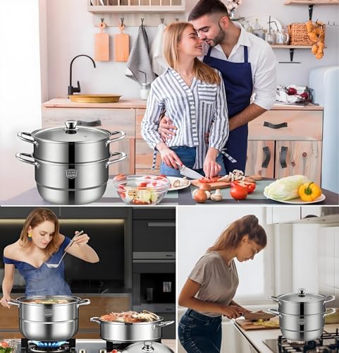 11-inch Stainless Steel Steamer Pot with Glass Lid