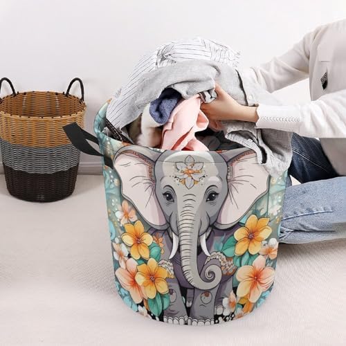 Waterproof Cartoon Elephant Laundry Hamper Cute Storage Basket for Home Kitchen